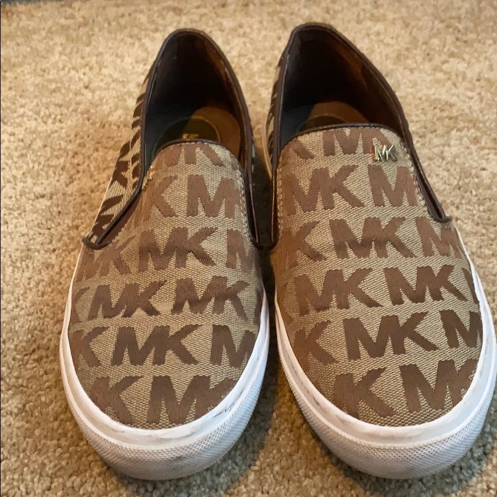 Michael Kors brown and tan slip on sneaker